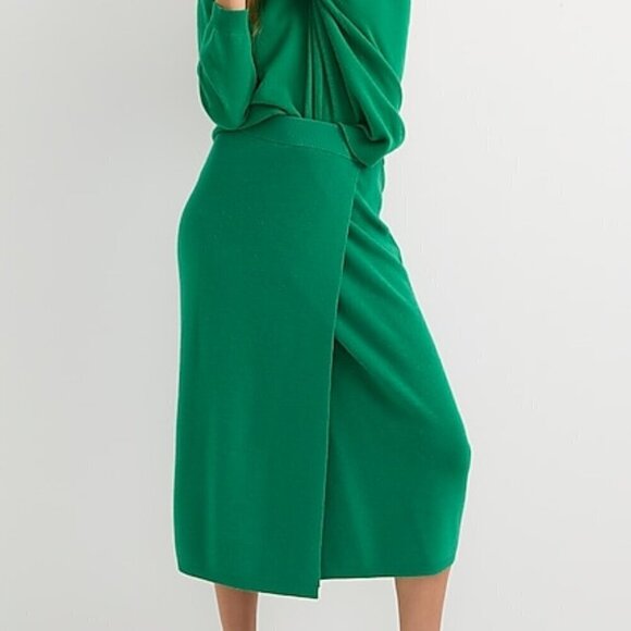 J. Crew Wrap Sweater Midi Skirt Merino Wool Black Size S NWOT - Picture 3 of 7